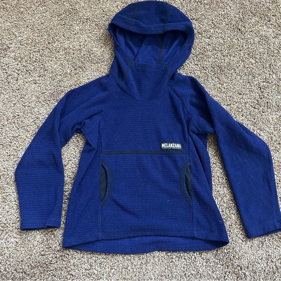 Melanzana Other - Melanzana Fleece Hoodie Pullover Blue Kangaroo Pocket Kids XS microgrid